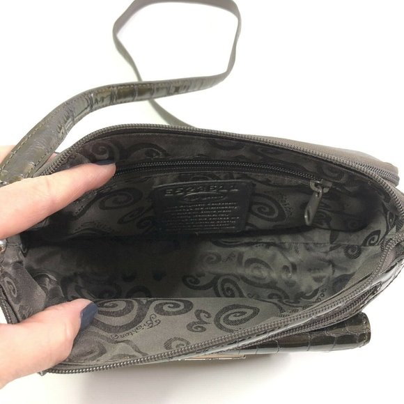 Brighton Croc Embossed Leather Purse Pewter Gray - Picture 9 of 12
